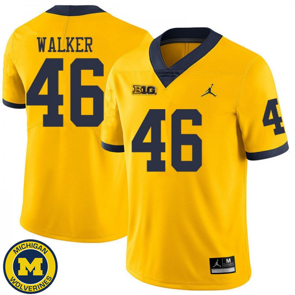 Mens Michigan Wolverines #46 Kareem Walker Yellow Jordan Brand Player Jersey